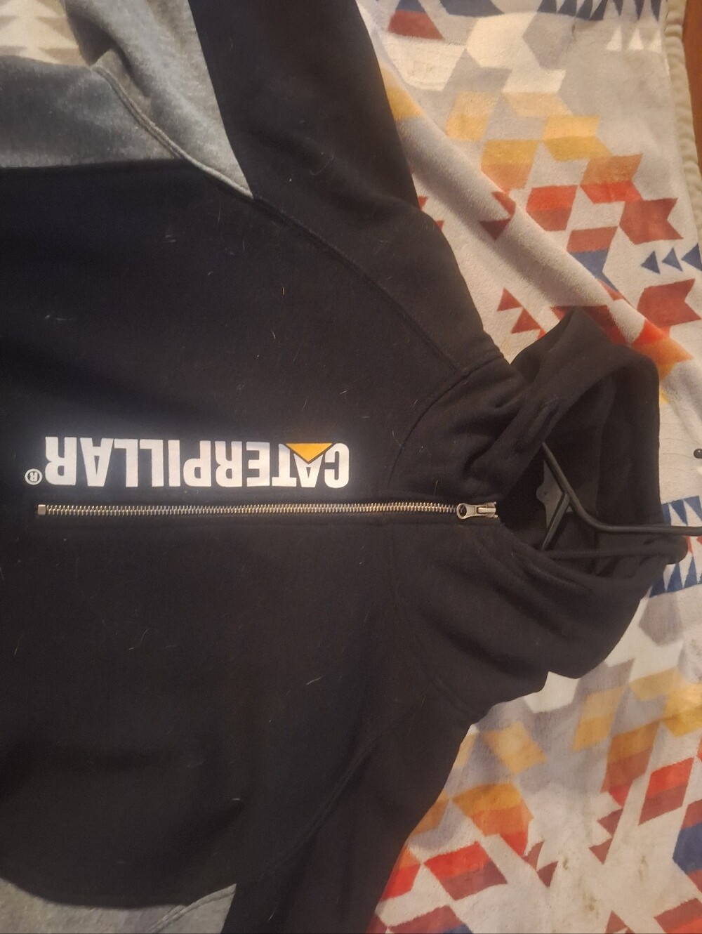 Caterpillar Black Zip-Up Hooded Sweater with White & Yellow Logo - Picture 6 of 6